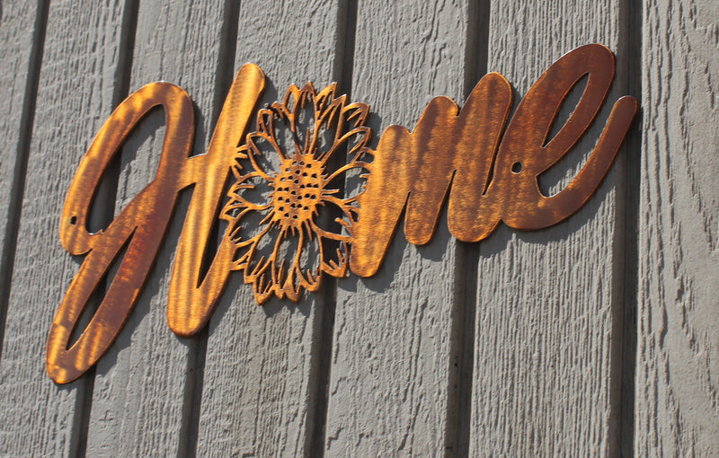 Home with Sunflower Metal Wall Art