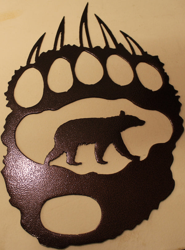 Bear Track with Bear Metal Wall Art