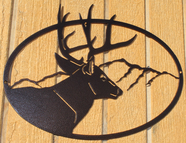 Buck Oval Scene Metal Wall Art